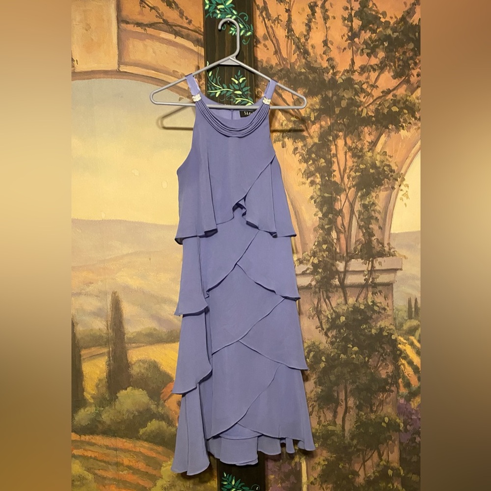 Lavender purple tiered layers formal dress - Picture 2 of 9